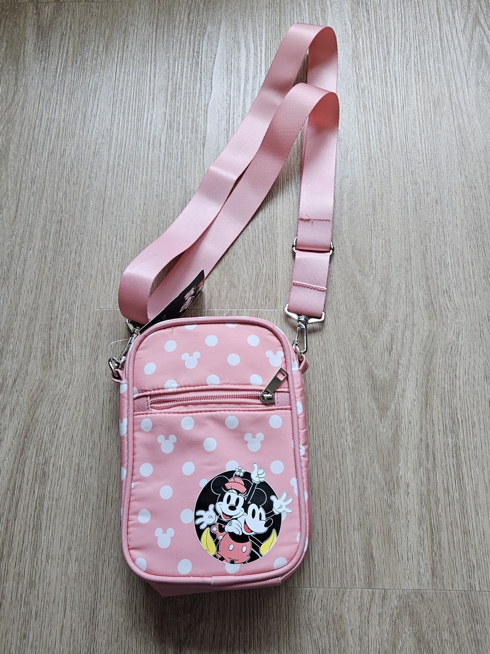 Disney Mickey & Minnie Mouse Pink Polka Dot Crossbody Bag NWT